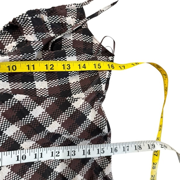 Bec + Bridge silk blend tie midi dress in basket weave check NEW - Picture 7 of 8